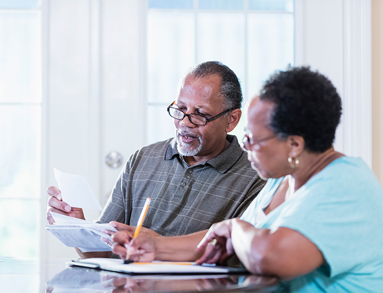 couple looking at paper work